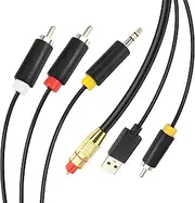 GINTOOYUN USB Digital Fiber Optical Analog Audio Cable AUX SPDIF Digital Coaxial to 3.5mm + 2 RCA Jack Audio Converter Cable for TV, PS4, Blu-Ray Player, Multimedia Speaker(118 Inch)