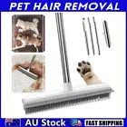 2in1 Rubber Pet Hair Removal Broom Squeegee Long Handle Carpet Hard Floor Brush