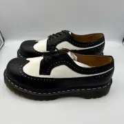 Dr. Martens 3989 Bex Smooth Leather Brogue Shoes Black White Size US Men 12