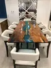 River Epoxy Resin Dining Table Top, Resin Live Edge Wooden Table Top Office Deco