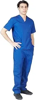 [Natural Uniforms] Men's Scrub Set Medical Scrub Top and Pants (4XL True Royal Blue)