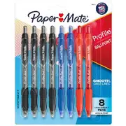Paper Mate Profile Retractable Ballpoint Pen Assorted 8 Pack
