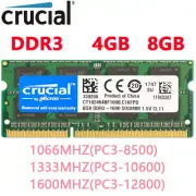 CRUCIAL DDR3 4GB 8GB 16GB 32GB 1066 1333 1600 Laptop SODIMM 204Pin Memory RAM