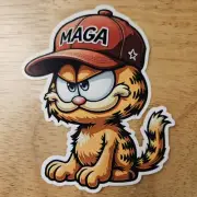 Maga Hat Garfield Vinyl Sticker - Team MAGA - Political Car/Truck/Tumbler/Laptop
