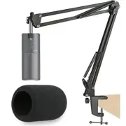 Razer Seiren X Boom Arm with Pop Filter - Mic Stand with Foam Cover Windscreen