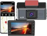 Dash Cam Dual Lens 4K UHD Recording Car Camera DVR Night Vision Video Recorder Built-in GPS Wi-Fi Support 24H Parking,32g