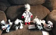 Disney 101 Dalmatians Beanbag Plush Cruella Deville, Lucky, Jewel & 2 Pups MWMT
