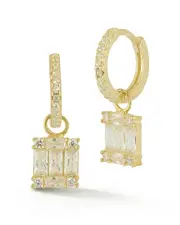 Chloe and Madison 14K Over Silver CZ Huggies Earrings