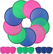 9 Pieces Foldable Flying Disc or Fan with Storage Bag Assortment Fans Set Beach Flying Disc- 9.8" Folding Frisbees, 3 Colors