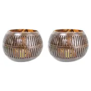 2PK LVD Coconut 13cm Lantern Slat Tealight/Fairy Light Candle Holder - Brown