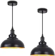 2PACK Matte Black Pendant Light Fixtures,Adjustable Industrial Farmhouse Pendant Light Vintage Hanging Kitchen Island Lights for Dining Room Barn Bedroom Hallway