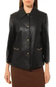 NWT GUCCI Black Calf Leather Horsebit Detail Jacket Size 38/US 2 $4,800