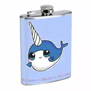 Narwhals D4 Flask 8oz Stainless Steel Hip Drinking Whiskey