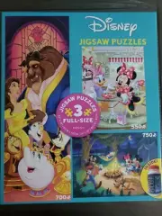 Disney Puzzle Belle/Beast/ Minnie/Daisy/ Mickey &Friends 3 Pack w Glue 2020 NEW