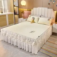 在飛比找樂天市場購物網優惠-夏季席子泰國乳膠涼席床裙款三件套可機洗蕾絲床罩款空調軟席1.
