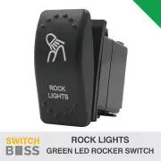 Rock Lights LASER ETCHED Rocker Switch - Green LED 12v 24v Toggle On-Off