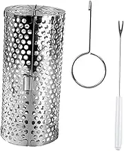 CHICAMPERA Bbq Mesh Cage Rolling Barbecue Grill Basket Gas Cylinder Cage Round Grill Roaster Portable