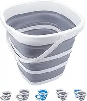 Craftend Collapsible Bucket 10L 2.6 Gallon Cleaning Bucket Mop Bucket Folding Foldable Portable Small Plastic Water Supplies for Outdoor Garden Camping Fishing Car Wash Space Saving Grey Square