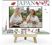 Japan Picture Frames Wood Photo Frames for Japan Souvenir Gifts Horizontal Picture Frame 4x6 for Holiday Vacation Honeymoon for Couples Newlyweds Tabletop Display for International Travelers Y406