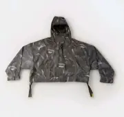 adidas Women's City Escape Full Zip Hoodie Crop top Size XL Black Black Charcoal
