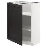 METOD base cabinet with shelves, white/Lerhyttan black stained, 60x37x80 cm