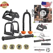 Heavy-Duty Carbon Steel Gym Attachments Set - Triceps & LAT Pulldown Accessories