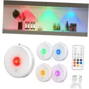 RGB Puck Lights with Remote Control, 2000mAh Rechargeable Stick on 5 PACK White