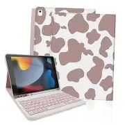 for iPad 9th Generation Keyboard Case 10.2inch 2021, Magnetically Cow Brown