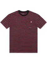GUESS Black Red Stripe Short Sleeve T-Shirt Size: 16, Cotton