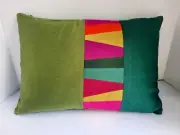 Vintage Crate & Barrel Patchwork Jeweltone Xmas Pillow w/insert