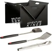 Kings Portable Steel FirePit + BBQ Tool Set Cooking Grill Camping Outdoor Picnic