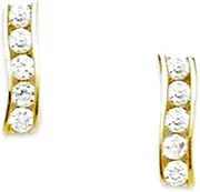 [JewelryWeb] 14k Yellow Gold CZ Simulated Diamond Fancy Screw Back Earrings 11x3mm Stud Earring for Women