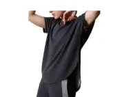 Josie Natori Womens Chi French Terry Split-Back Top Gray Size S