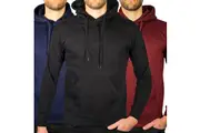 3x Adult Mens 100% Cotton Fleece Hoodie Jumper Pullover Sweater Warm Sweatshirt