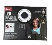 Itek LED Selfie Ring Light with Phone Holder & Flexible Gooseneck Arms w/Remote