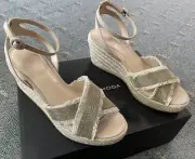 Pelle Moda Women's Konner Ankle Strap Espadrille Sandal Natural/Beige Sz 6.5 M
