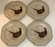 LENOX Riverwood RING-NECKED PHEASANT Set 4 DINNER Accent PLATES 9" Dishes