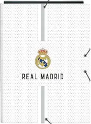 Real Madrid 1st Team 24/25 Folio Folder with 3 Flaps, Ideal for Children of Different Ages Comfortable and Versatile, Quality and Resilience, 26 x 36.5 cm, White/Grey, White/Grey, White/Grey,