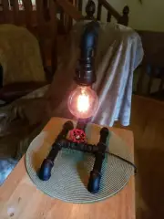 Steampunk Pipe Desk Lamp with Vintage Style Edison Bulb