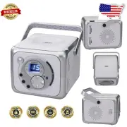 Silver FM Stereo Bluetooth Boombox with Top Loading CD Player - 6x9.75 inches