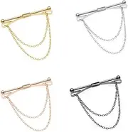 [OIDIMS] 4PCS Men’s Classic Tassel Chain Collar Bar Pins for Handsome Boy Shirt Tie Suit Necktie Pin Clip Clasp Lapel Stick Brooch Formal Occasions Accessories Wedding Business Engagement Husband Brother,