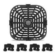Air Fryer Accessories Set Silicone Cushion Corner Protector Non-Stick Square Baking Tray 23x24cm Black