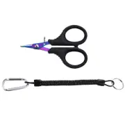 Fishing Scissors Serrated Shear with Lanyard Small Line Cutter Colorful Titanium