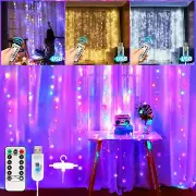 10ft 300 LED Xmas Window Curtain String Lights 8 Modes Party Wedding Wall Decor