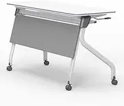 YVYKFZD Folding Conference Table, Rolling Training Table with Wheels, Mobile Seminar Meeting Table, Portable Rectangular Conference Room Tables, Easy Assembly(1PCS,62.9"x15.7"x29.5")