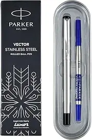Parker Moments Vector Chrome Trim Roller Ball Pen (Silver)