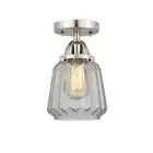 Innovations Chatham 1 Light 6" Semi-Flush, LED, BSN/CL, Rib - 288-1C-SN-G142-LED
