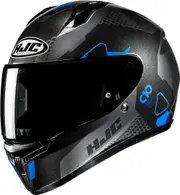 HJC C10 Aspa Helmet, black-grey-blue, Size L for Men Black Grey Blue