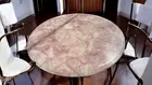 24" Round Quartz Stone Top Coffee Table Crystal Heaaling Gemstone Home Decors