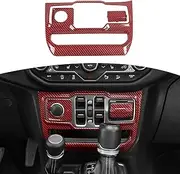RT-TCZ Wrangler Gladiator Cigarette Lighter USB Socket Window Control Panel Cover Trim Interior Accessories Frame Decor for Jeep Wrangler JL JLU 2018-2022 Gladiator JT Red Carbon Fiber 3 PCS